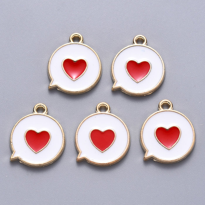 Bedel Hart in Rondje Wit Rood 17x14mm