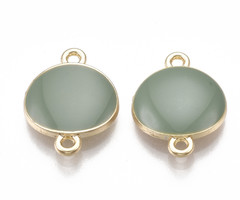 Round Link Gold Green 17x13mm