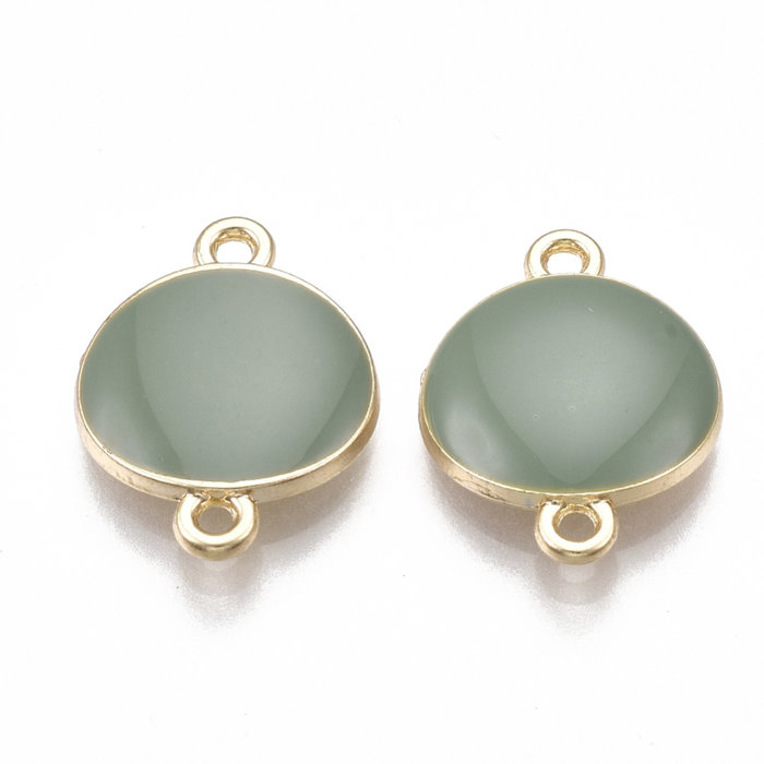 Round Link Gold Green 17x13mm