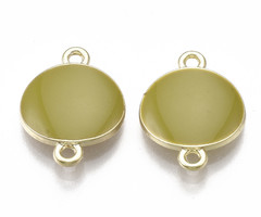 Rond Tussenzetsel Goud Olijf Groen 17x13mm