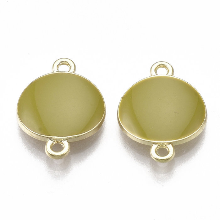 Round Link Gold Olive Green 17x13mm