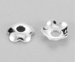 20 stuks Bloem Bead Cap Silver Plated 4mm