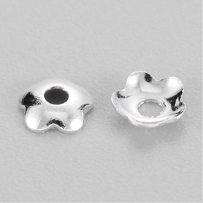 Flower Bead Cap Silver Plated 4mm, 20 pieces