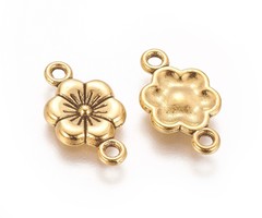 8 Pieces Connector Flower Gold Plated 18x10mm