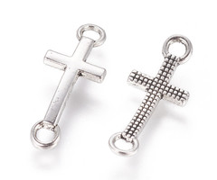 10 Pieces Connector Cross Antique Silver 20x8x2mm
