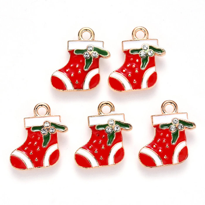 Kerst Sok Bedel met Strass Rood 18x17mm