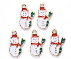 Snowman Charm Gold White 21x13mm