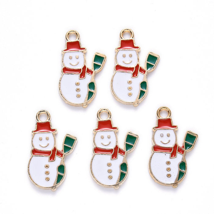 Snowman Charm Gold White 21x13mm