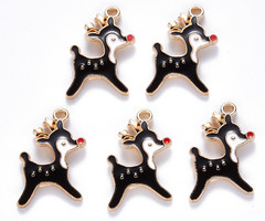 Kerst Rudolf Hert Bedel Goud Zwart 21x14mm