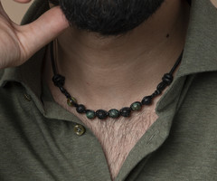 Heren Shamballa Ketting Maken van Leer met Macramé Knopen en Edelstenen