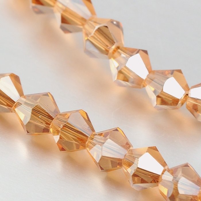 Facet Glaskralen Bicone Rose Shine 4x4.5mm, 90 stuks