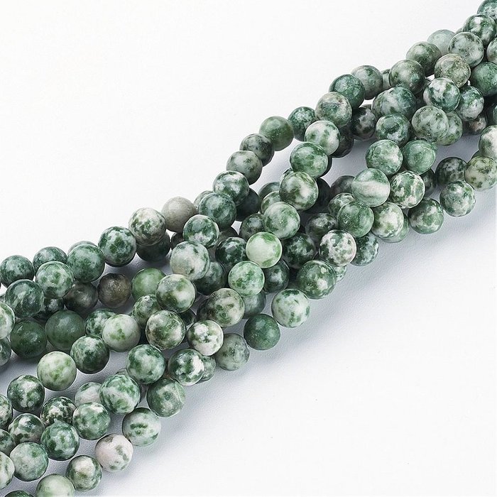 Natural Green Spot Jaspis Gemstone Beads Green 6mm, strand 40 pieces