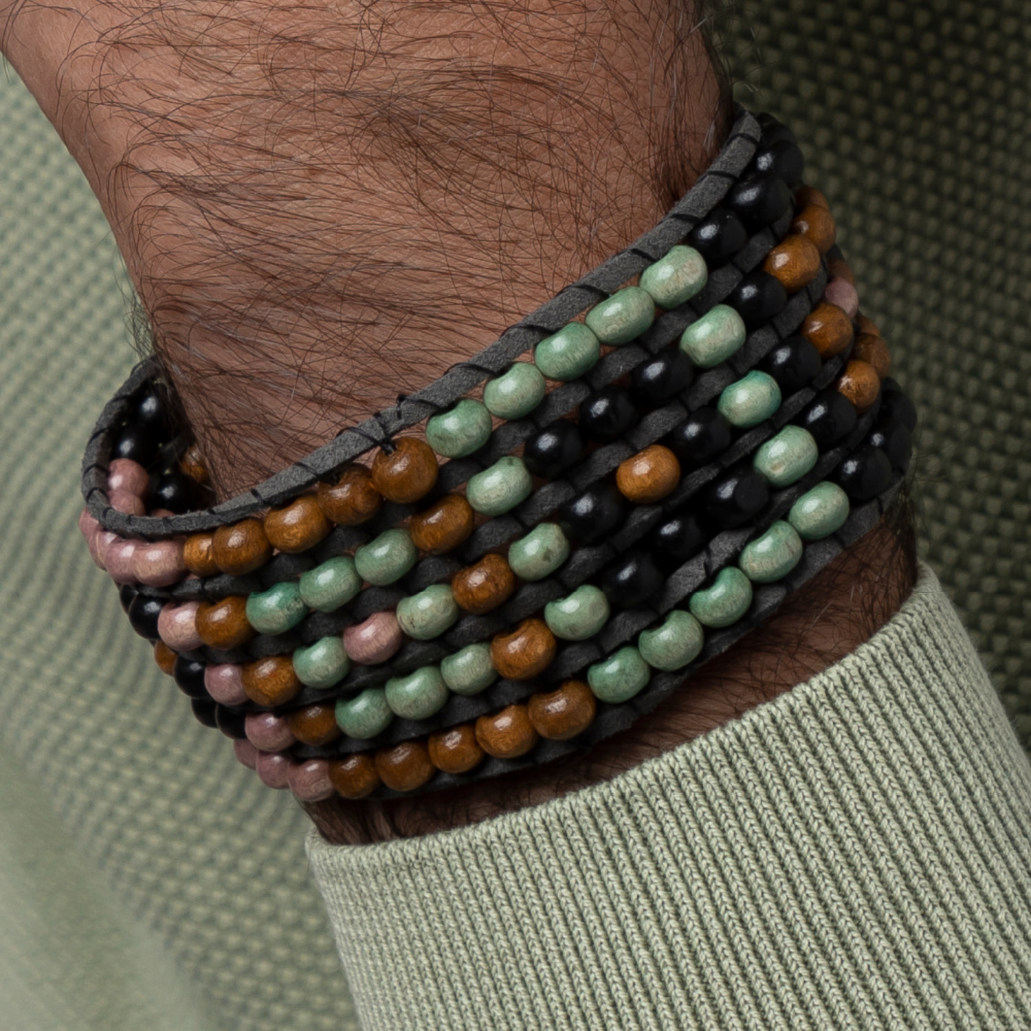 Evenement Ik heb een contract gemaakt Makkelijk te gebeuren Heren Armband Weven met Houten Kralen - Beads & Basics