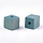 Natural Wooden Beads Cube Blue Green 10mm. 10 pieces