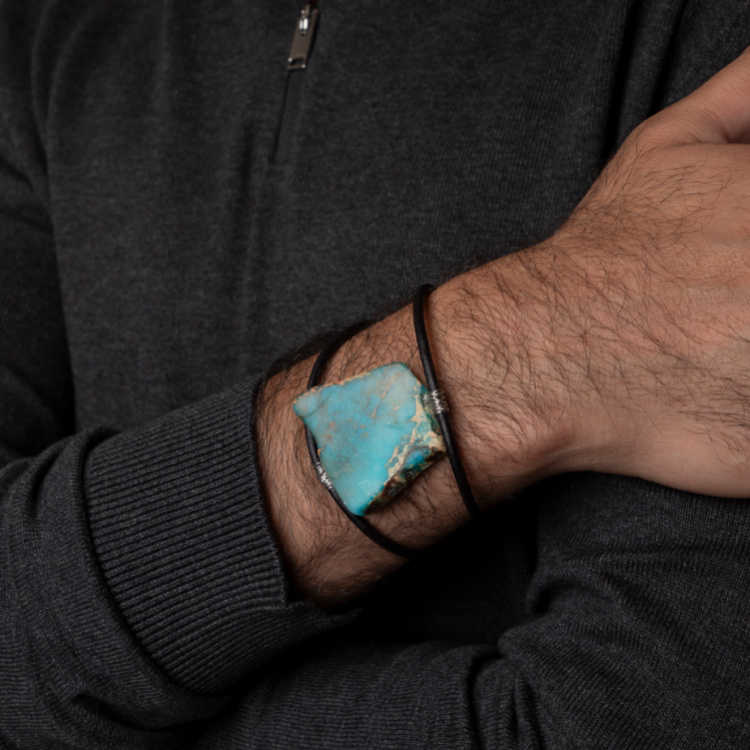 Navajo bracelet for men BR730 in turquoise and silver - Harpo Paris