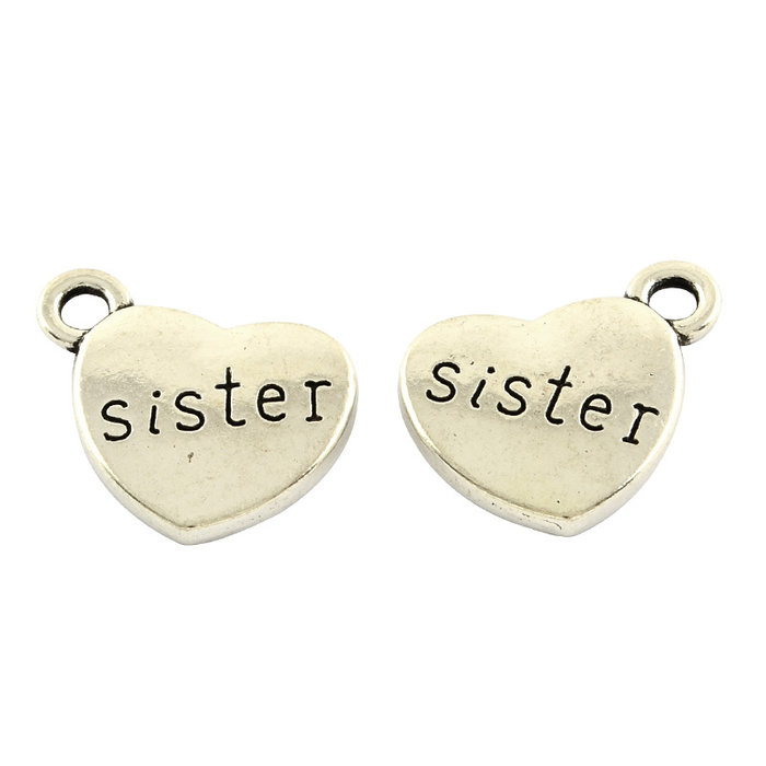Charm Sister Silver 13x15mm Nickel Free, 5 pieces