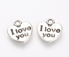 10 Pieces Charm Love Antique Silver 11mm Nickel Free