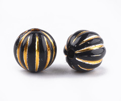 20 Pieces Vintage Acryl Beads Gold Black 9.5x10mm