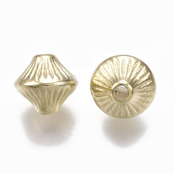 Metal Look Acrylic Beads Bicone Golden 7x6mm, 25 pieces