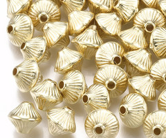 25 stuks Metal Look Kralen Bicone Goud 7x6mm