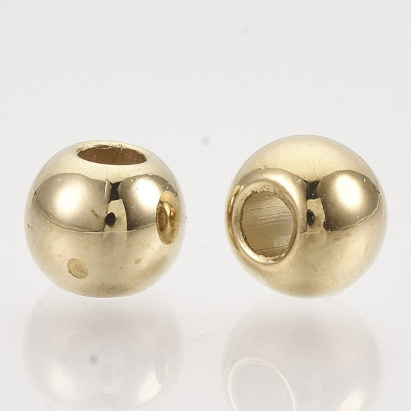 Metal Look Acrylic Beads Round Golden 6.5x5.5mm, 50 pieces