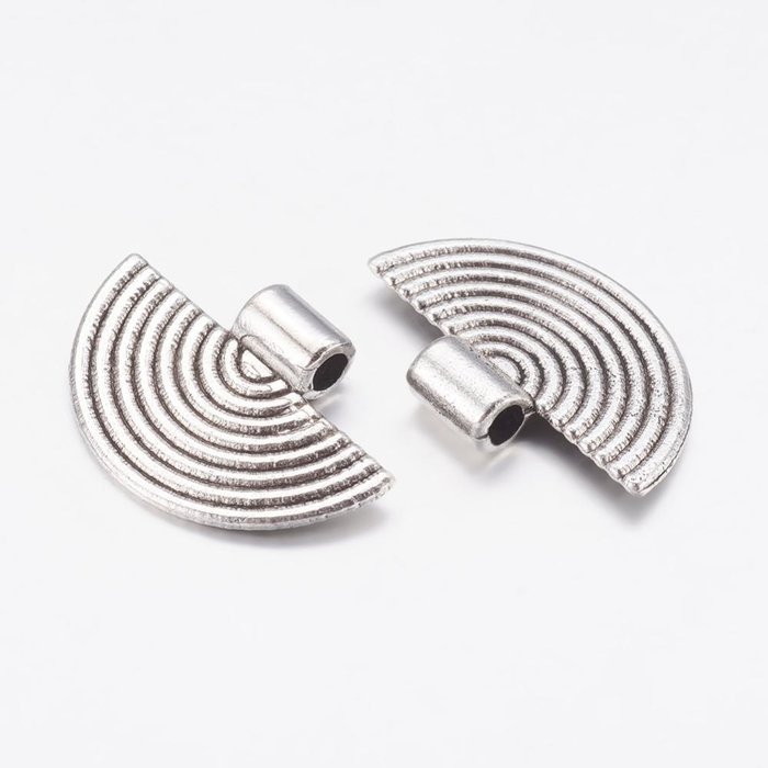 Charm Fan Antique Silver 25x17mm Nickel Free, 6 pieces