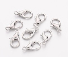 Lobster Clasp Silver 10mm, 10 pieces