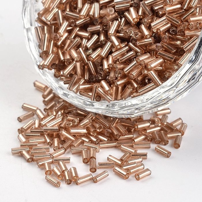 10 grams Bugle Beads Camel Shine 3~4x1.5~2mm