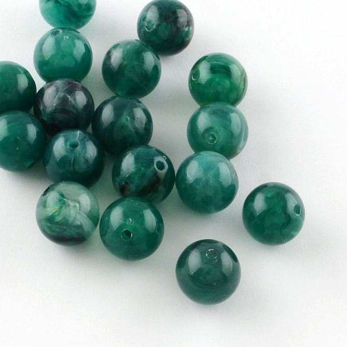 Gemstone Look Acryl Beads Green 8mm, 50 pieces