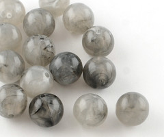 50 stuks Edelsteen Look Acryl Kralen Grijs 8mm