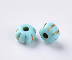 50 Pieces Vintage Acryl Beads Gold Turquoise 7x5mm