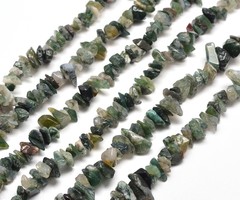 Natural Mos Agaat Chips Green 5x8mm, strand 80cm, aprox. 260 pieces