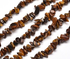 Natural Tijgeroog Chips 5x8mm, streng 80cm, ongeveer 210 stuks