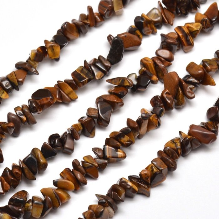 Natural Tijgeroog Chips 5x8mm, streng 80cm, ongeveer 210 stuks