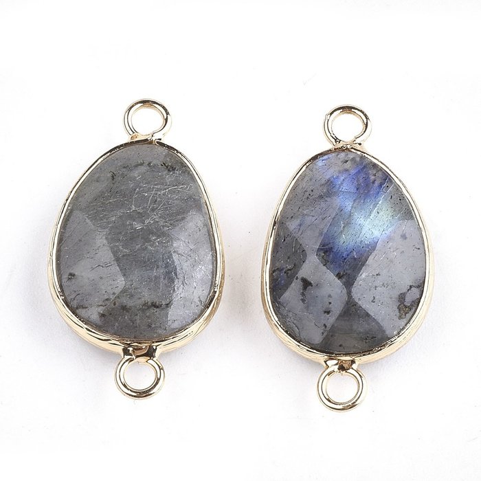Natural Faceted Labradorite Link 25x13mm Nickel Free