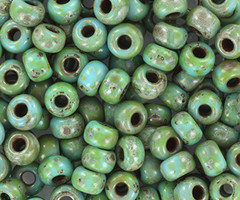 Miyuki Seed Beads 4mm 6/0 Opaque Picasso Turquoise Blue, 10 grams