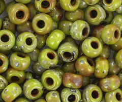 Miyuki Seed Beads 4mm 6/0 Opaque Picasso Chartreuse, 10 grams