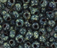 Miyuki Seed Beads 4mm 6/0 Opaque Picasso Dark Teal, 10 grams