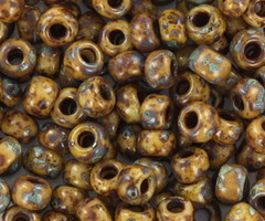 Miyuki Seed Beads 4mm 6/0 Opaque Picasso Brown, 10 grams