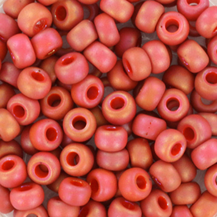 Miyuki Seed Beads 4mm 6/0 Opaque Glazed Frosted Rainbow Cardinal, 10 grams