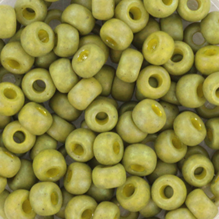 Miyuki Rocailles 4mm 6/0 Opaque Glazed Frosted Rainbow Olive, 10 gram