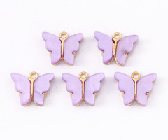 Butterfly Charm Acrylic Golden Lilac 14x16mm