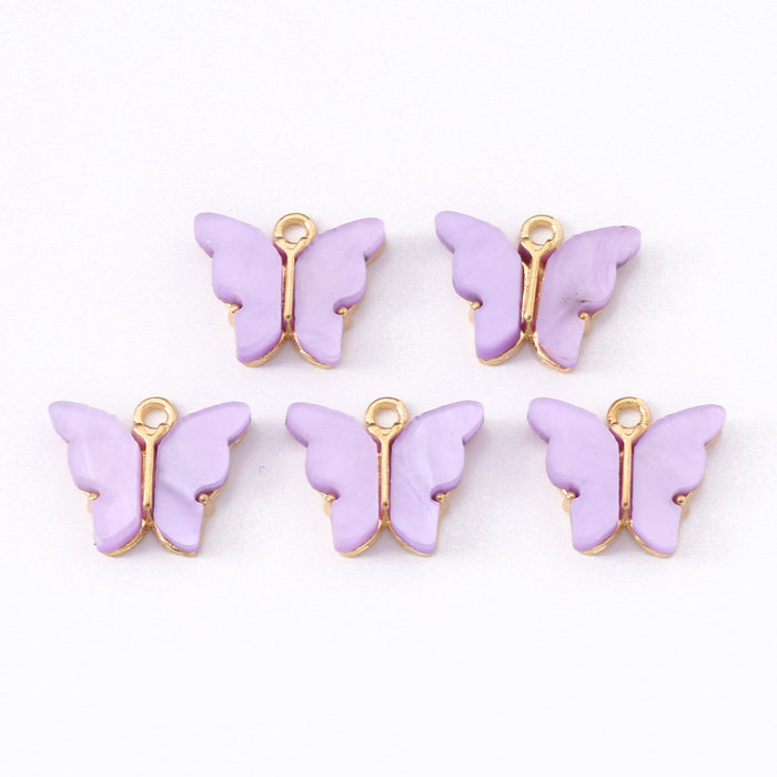 Butterfly Charm Acrylic Golden Lilac 14x16mm