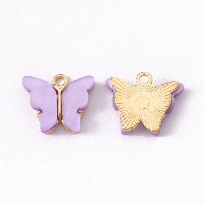 Butterfly Charm Acrylic Golden Lilac 14x16mm