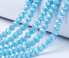 Facetkralen 6x4mm Licht Blauw Shine, 50 stuks