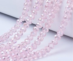 Faceted Glassbeads Light Pink Shine 4x3mm, 80 pieces