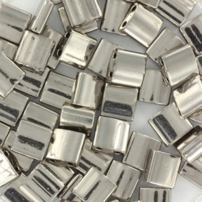 Miyuki Tila 5x5mm Plated Nickel, 35 Stuks
