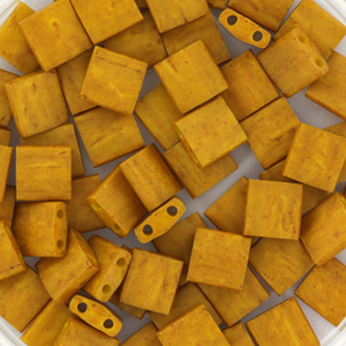 Miyuki Tila 5x5mm Opaque Matte Mustard, 35 Pieces