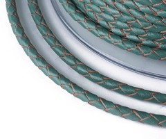 1 Meter Real Leather 3mm Green Braided