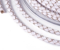 1 Meter Real Leather 3mm White Braided
